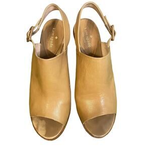 Kate Spade Nilena Tan, Peep Toe, Slinge Back, Wedge Size 8.5 GUC